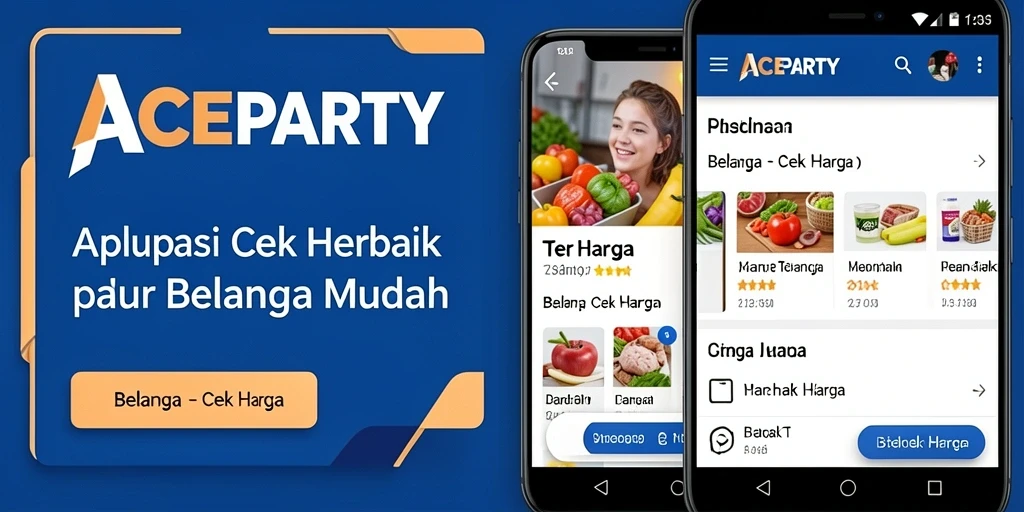 Antarmuka ACEPARTY menampilkan harga produk secara jelas dan mudah dibaca.