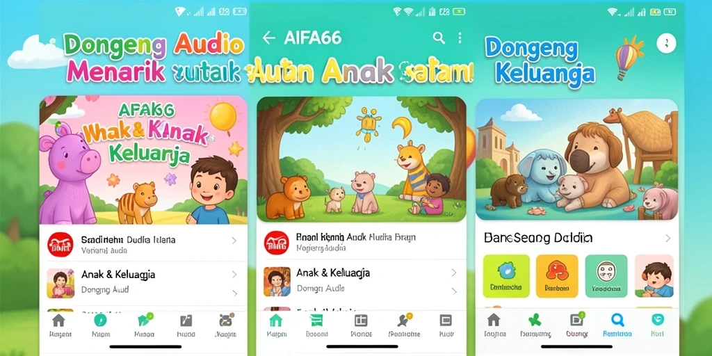 Antarmuka AIFA66 yang ramah anak untuk mendengarkan dongeng audio.