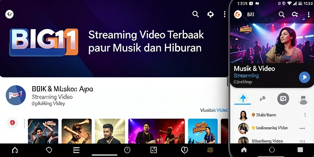 Tampilan antarmuka utama aplikasi BIG11 untuk streaming video.