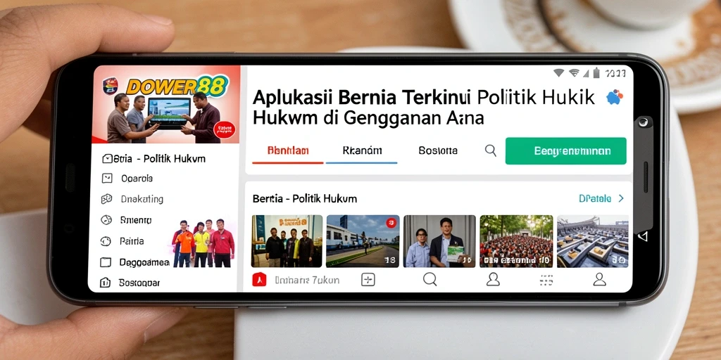 Antarmuka pengguna DOWER88 dengan berita politik hukum terbaru.