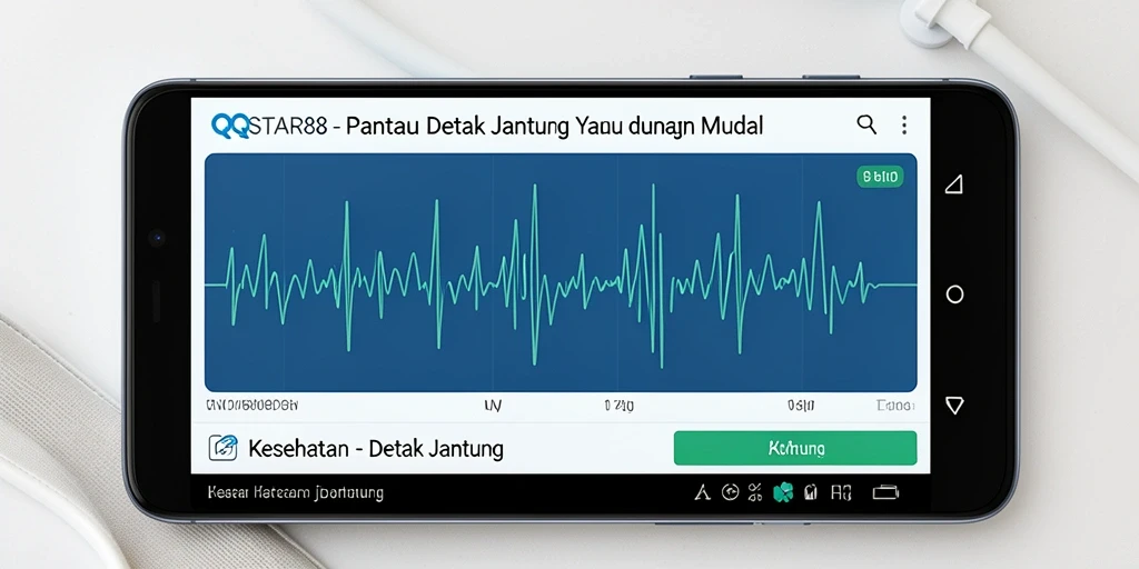 Antarmuka pengguna QQSTAR88 yang menampilkan pemantauan detak jantung secara real-time.