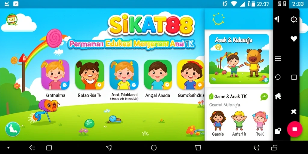 Antarmuka SIKAT88 yang ceria dan interaktif untuk anak-anak.