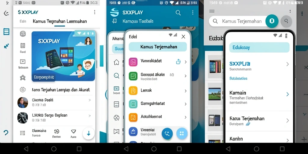 Antarmuka aplikasi SXXPLAY untuk Kamus Terjemahan yang user-friendly.