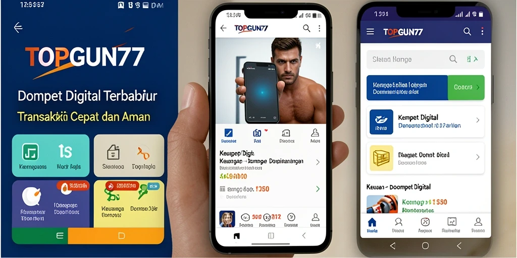 Antarmuka sederhana dan fungsional aplikasi TOPGUN77 untuk Dompet Digital.