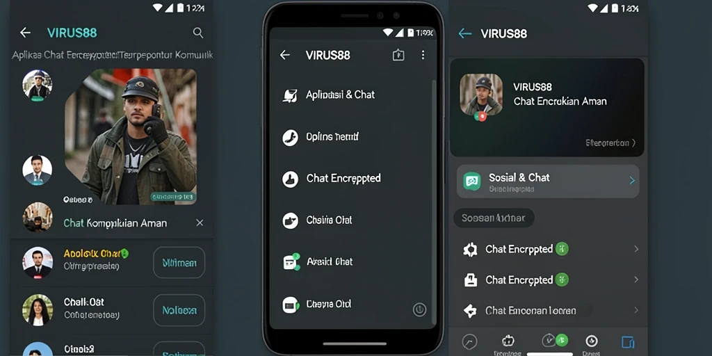 Tampilan antarmuka pengguna aplikasi Chat Encrypted VIRUS88 yang modern dan intuitif.